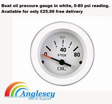 Boat clocks boat oil pressure gauge in white