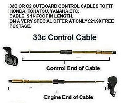 outboard engine control cable 33c c2 16ft