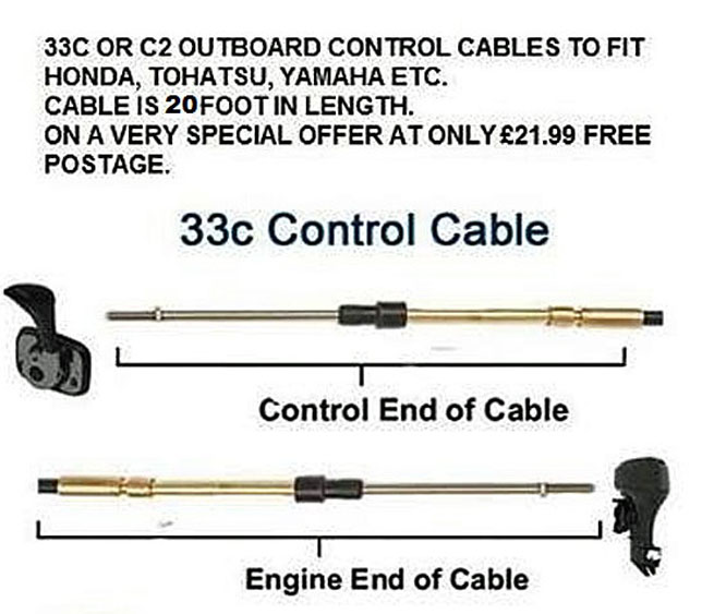 Honda Outboard Control Or Gear Cable 33C 8ft thru 20ft 